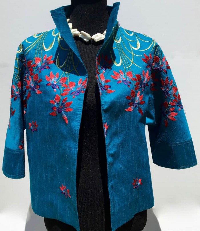 Silk w/ Embroidery Short Jacket