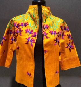 Floral Embroidery Siam Silk Short Jacket