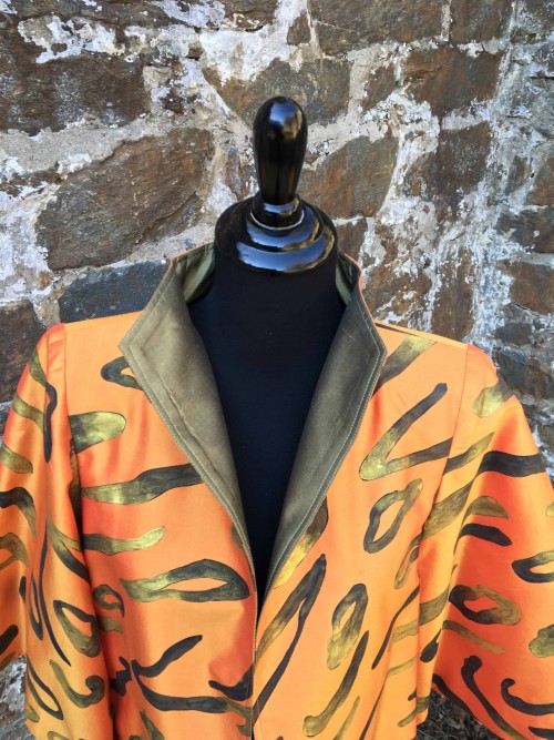 Pure Thai silk short coat, hand-painted and hand sewn.