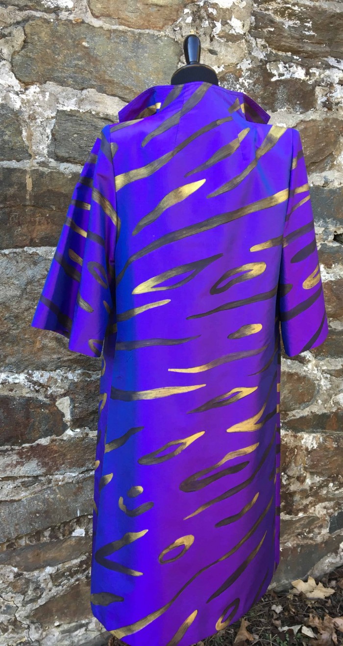 Hand painted pure Thai silk coat for Cashmere and Pearls