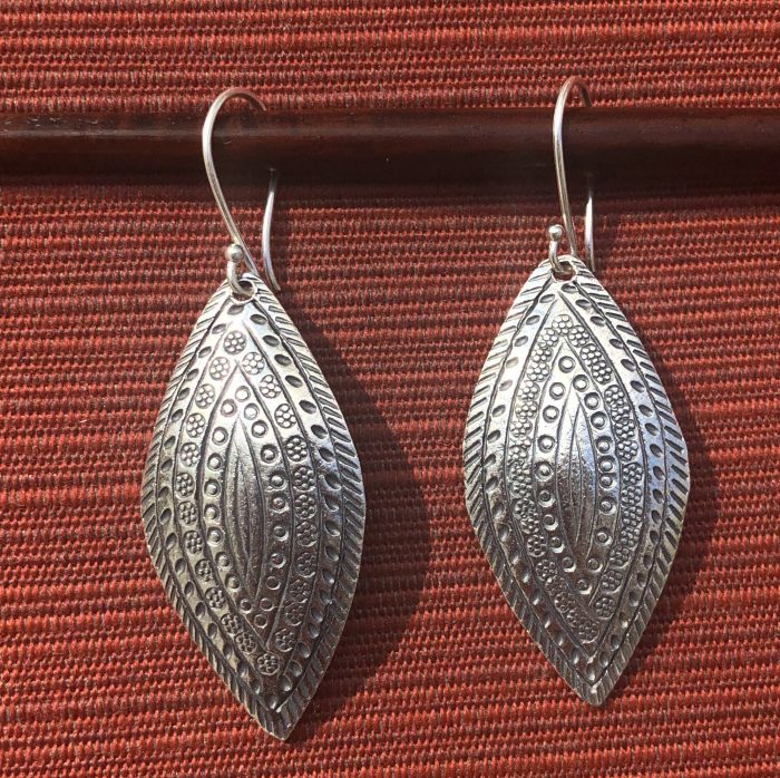 Ceremonial Leaf-Hill Tribe Silver Earrings, by Cashmere and Pearls