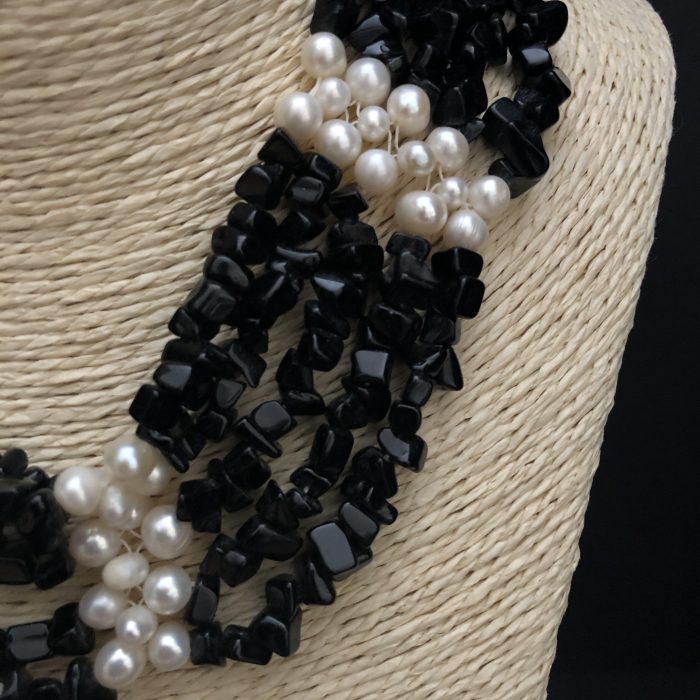 Black onyx and pearl necklace, by Cashmere and Pearls #cashmereandpearls