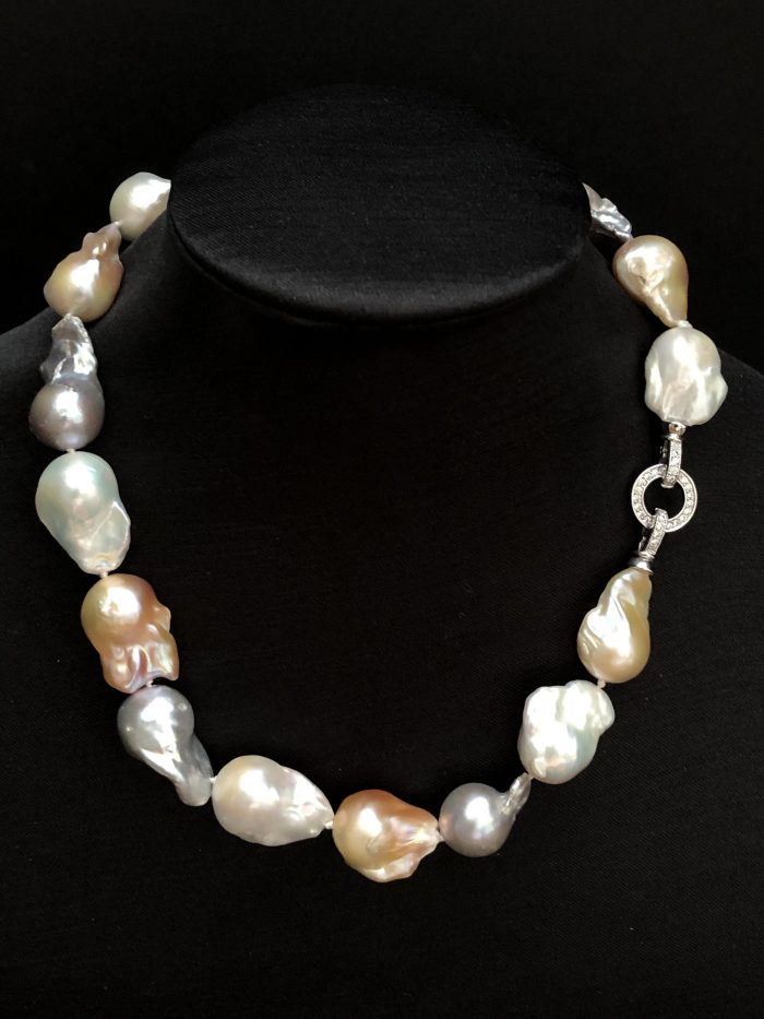 Baroque Pearl Necklace with Crystal Clad Clasp, by Cashmere and Pearls