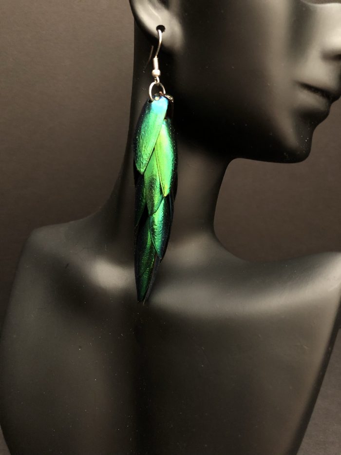 Elytra earrings, by Cashmere and Pearls