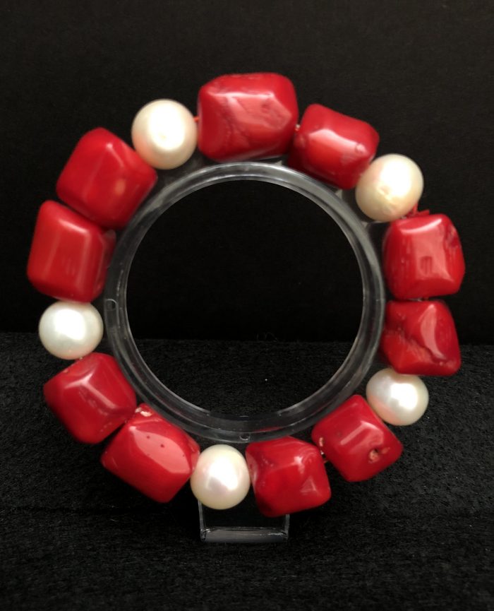Pearls and Red Coral Bracelet, by Cashmere and Pearls