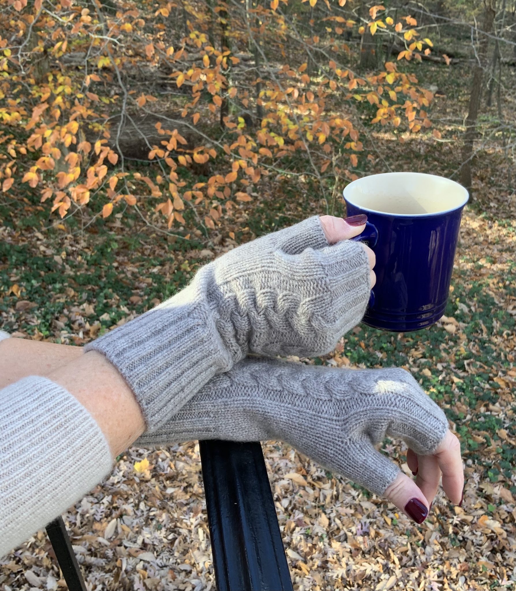 Cashmere Fingerless Gloves - Silver