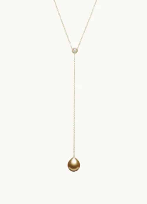 Champagne necklace with a Golden South Sea pearl, by JEWELMER