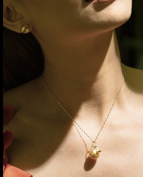 Golden Pearl Pendant with sailboat charm