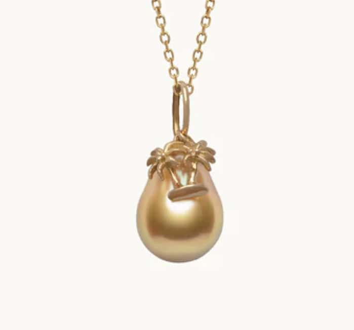 Double Palm Golden South Sea Pearl Necklace