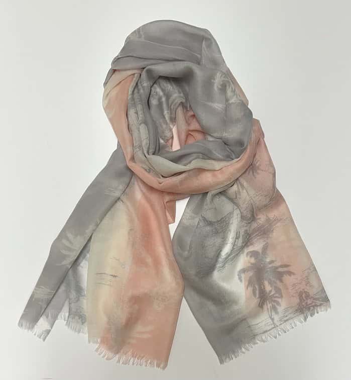 Island print cashmere scarf