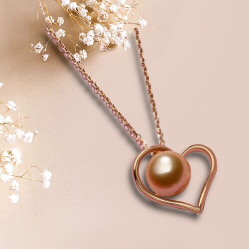 Golden Pearl Heart Pendant